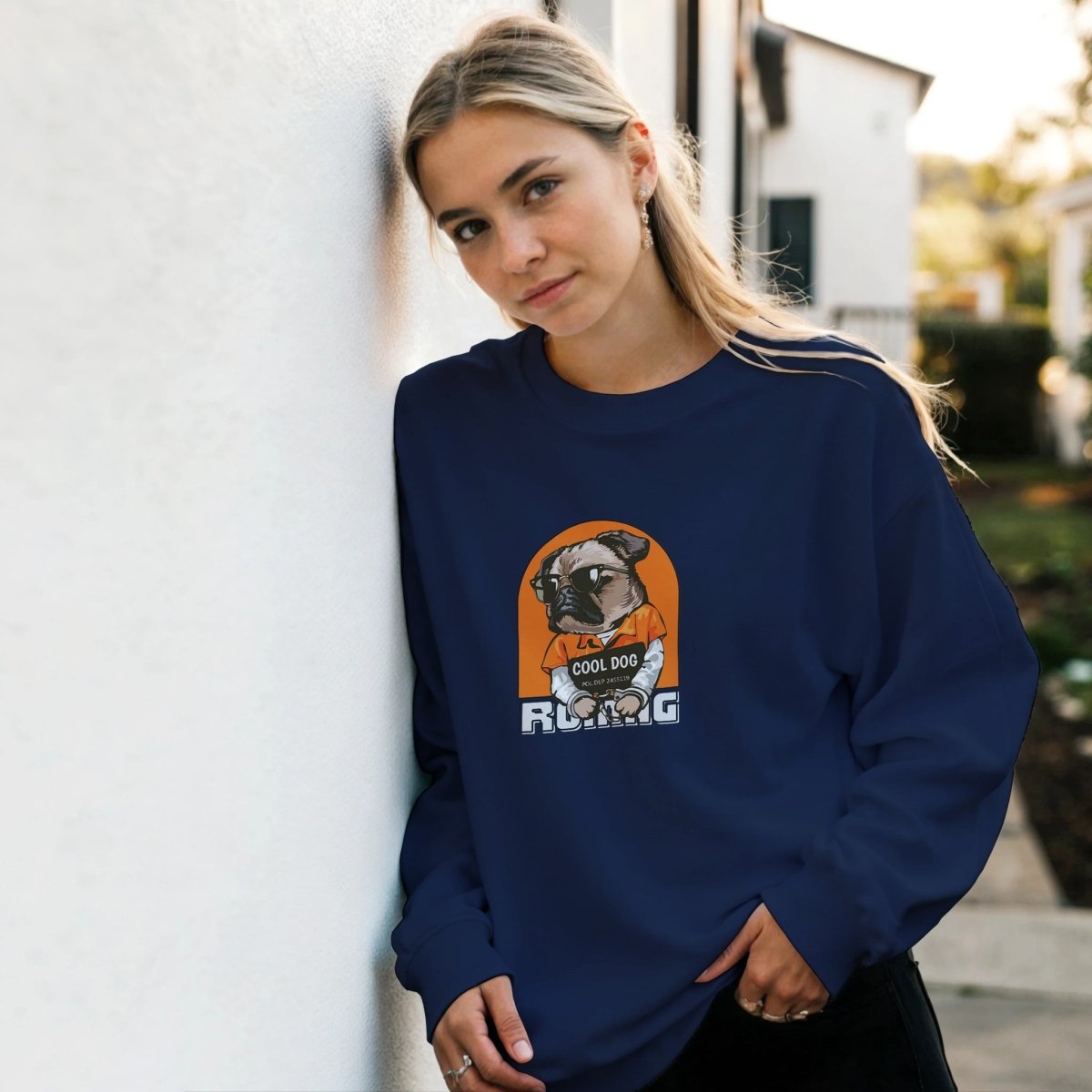 Cool Dog Mugshot Sweatshirt – Rebel Pug Streetwear Graphic in 6 Colors - ROMAG Store