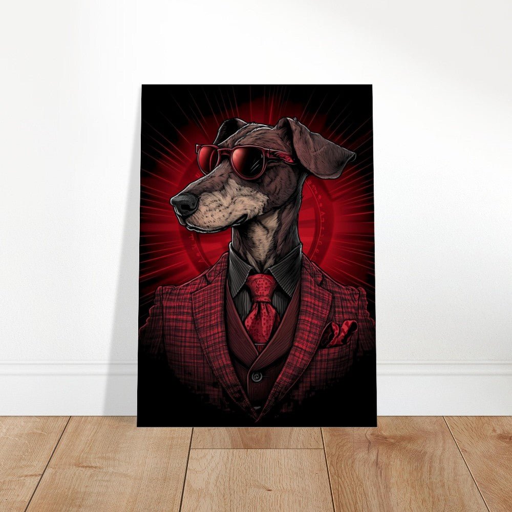Red Suit Dapper Dog Canvas Wall Art - ROMAG Store
