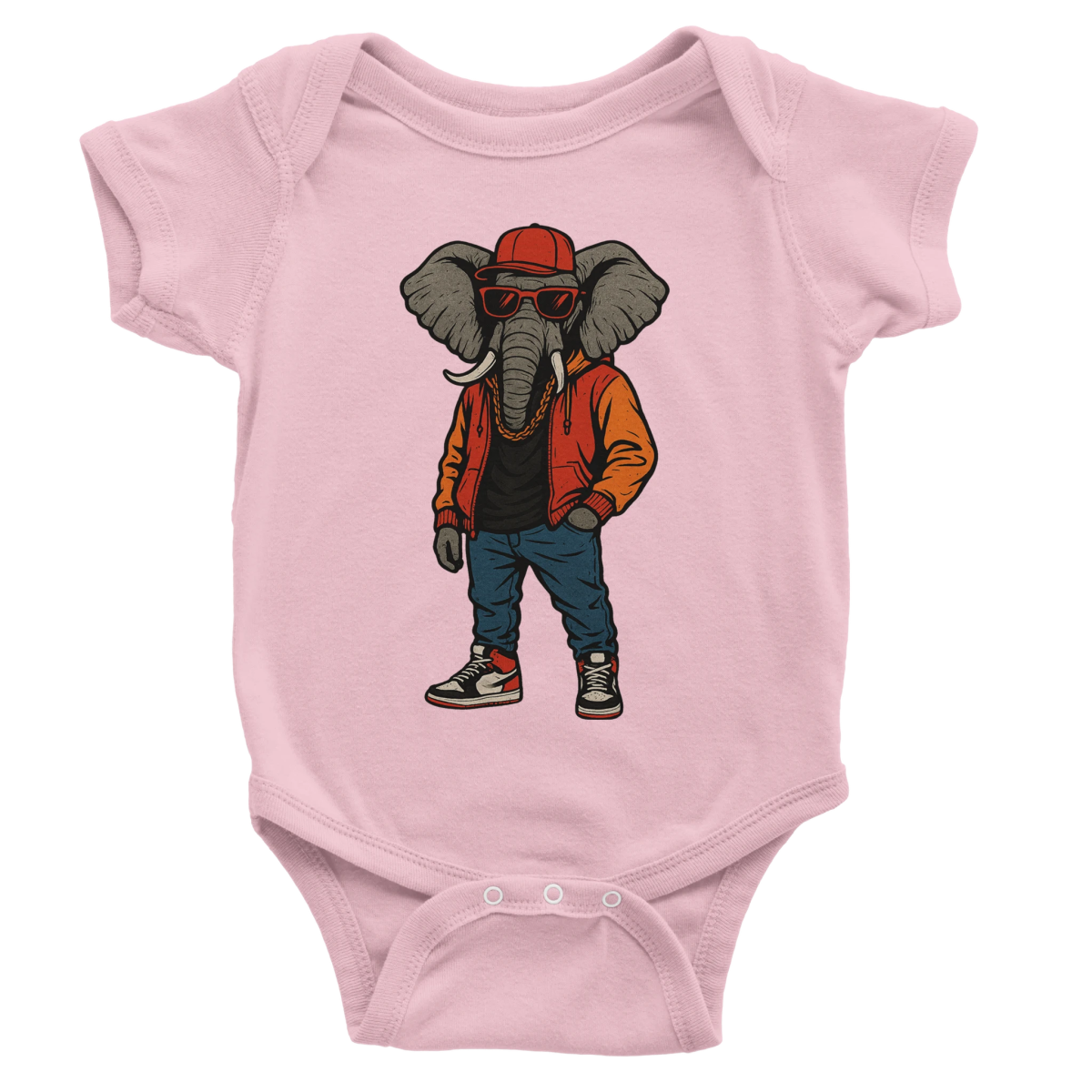Urban Streetwear Elephant Baby Short Sleeve Bodysuit - ROMAG Store
