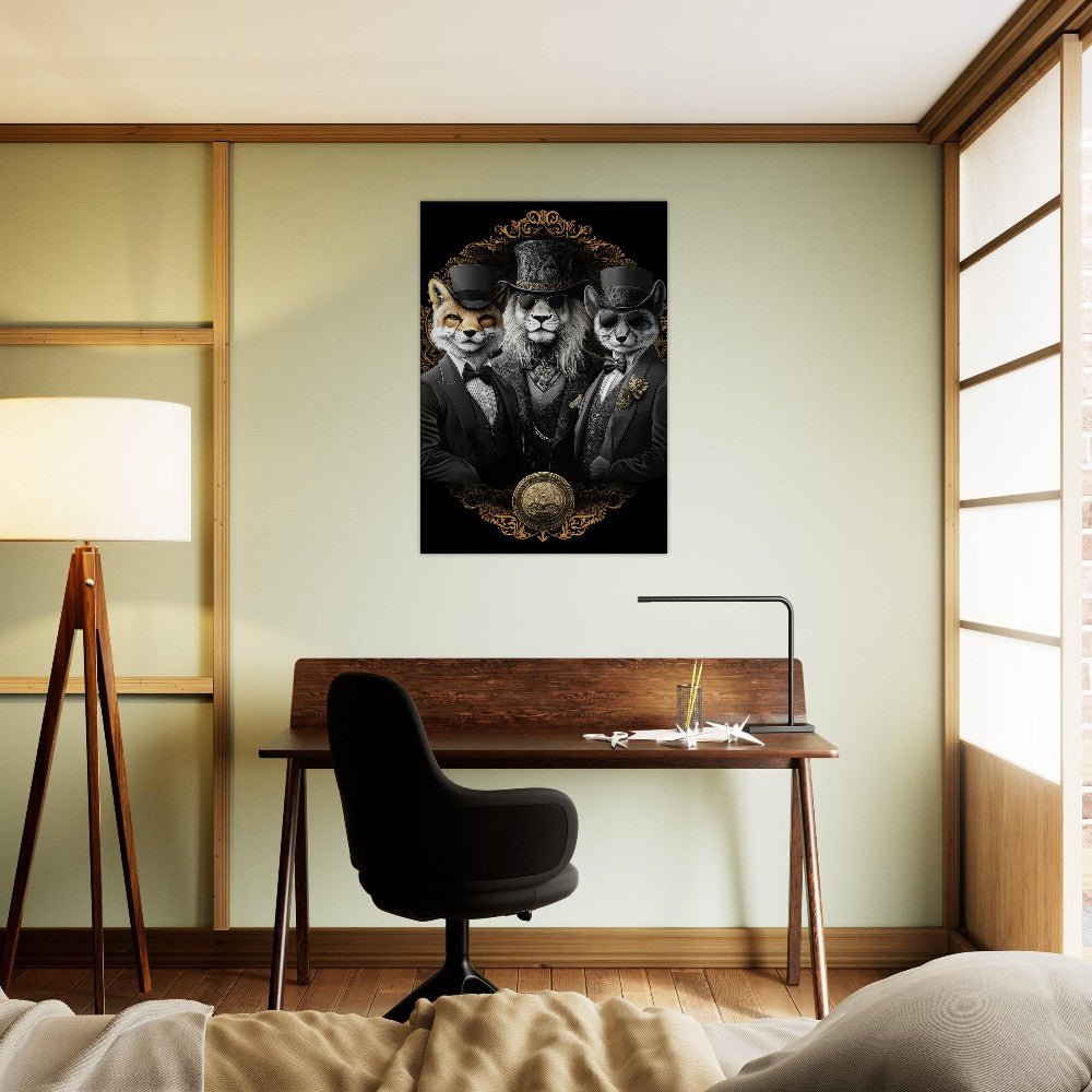 Luxury Animal Wall Art – Suited Fox & Lion Canvas - ROMAG Store