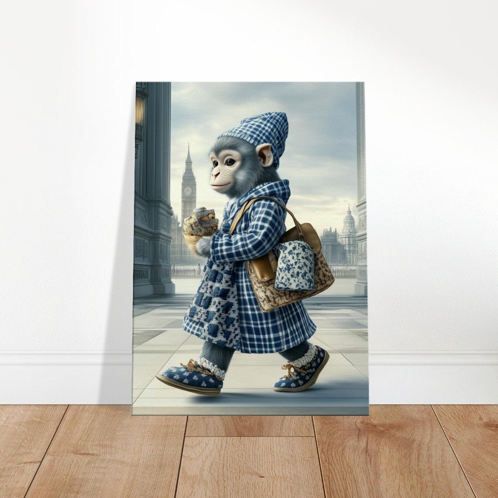 Chic Monkey in Plaid Canvas Art - ROMAG Store