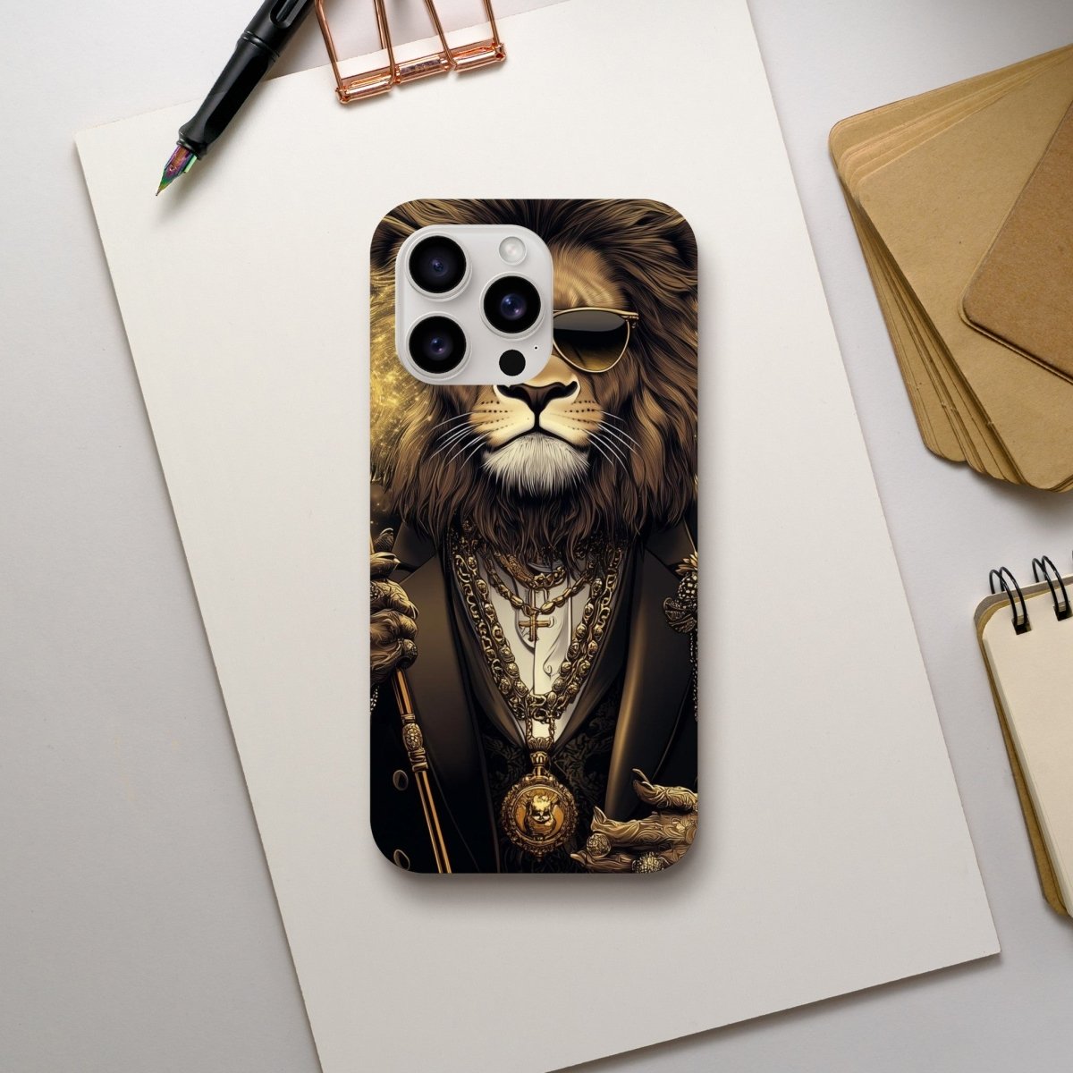 Regal Lion in Gold Glitz iPhone Tough Case - ROMAG Store