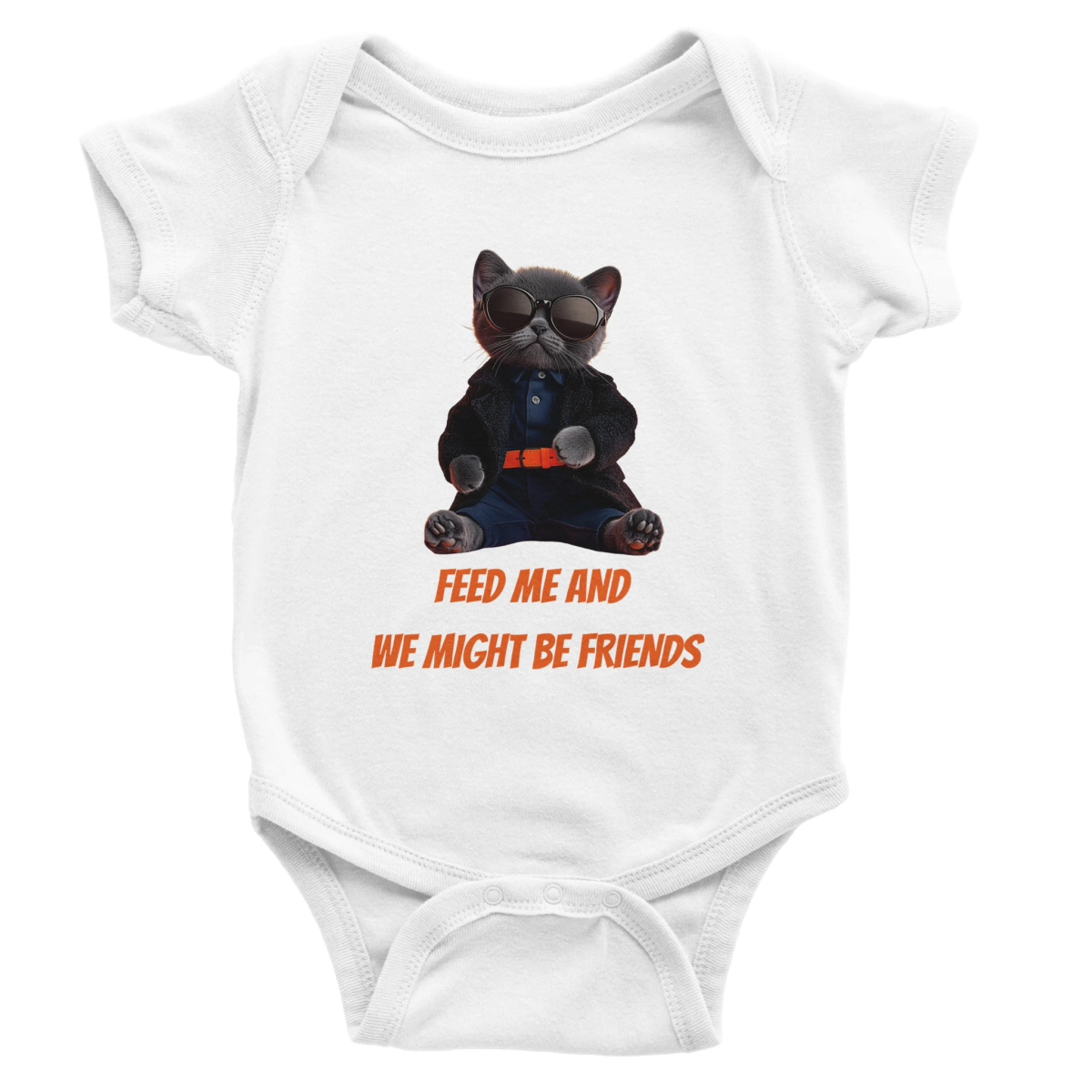 "Feed Me" Cat Baby Short Sleeve Bodysuit - ROMAG Store