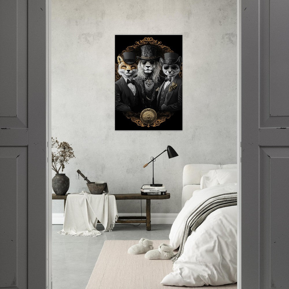 Luxury Animal Wall Art – Suited Fox & Lion Canvas - ROMAG Store