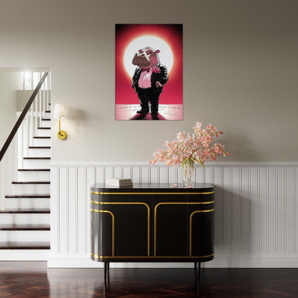 Dapper Hippo Canvas Art - ROMAG Store