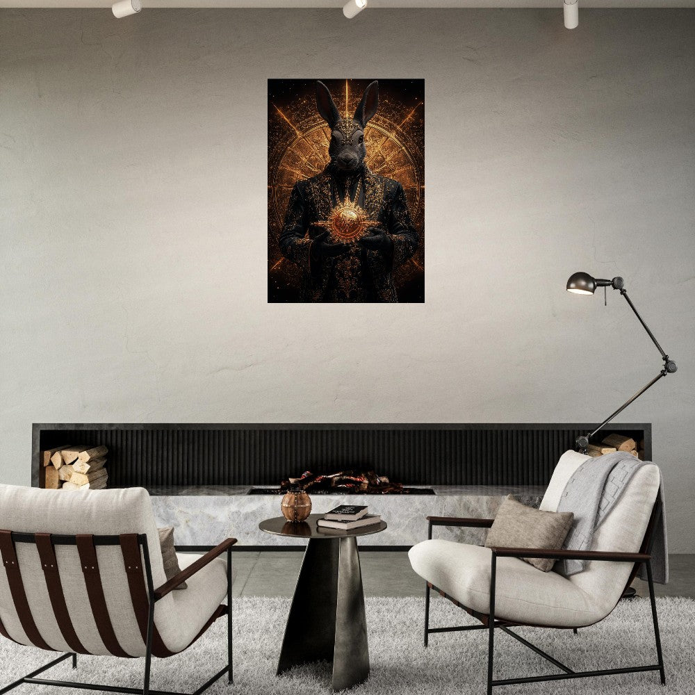 Mystical Gold&Black Regal Rabbit Canvas Wall Art - ROMAG Store