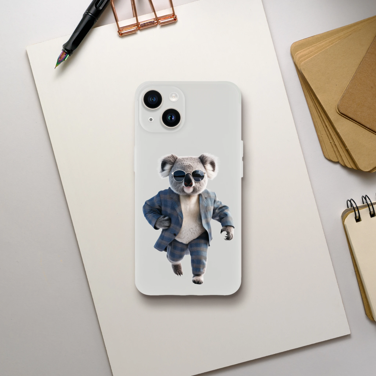 Dapper Koala in Plaid Suit iPhone Flexi Case - ROMAG Store