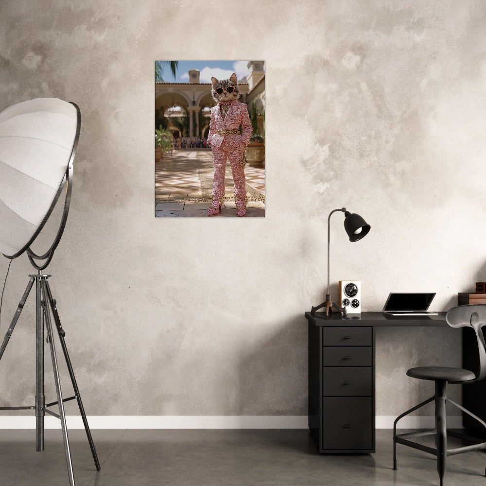 Luxury Cat in Pink Suit Canvas - ROMAG Store