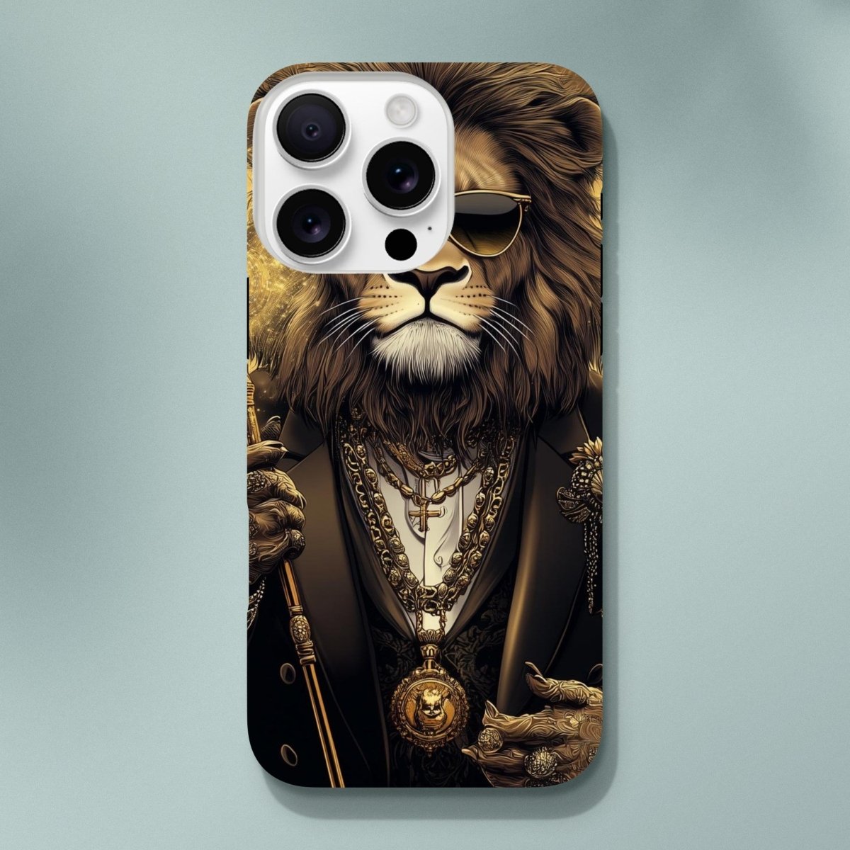 Regal Lion in Gold Glitz iPhone Tough Case - ROMAG Store