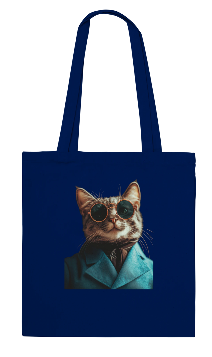 Chic Cat in Teal Suit Tote Bag - ROMAG Store