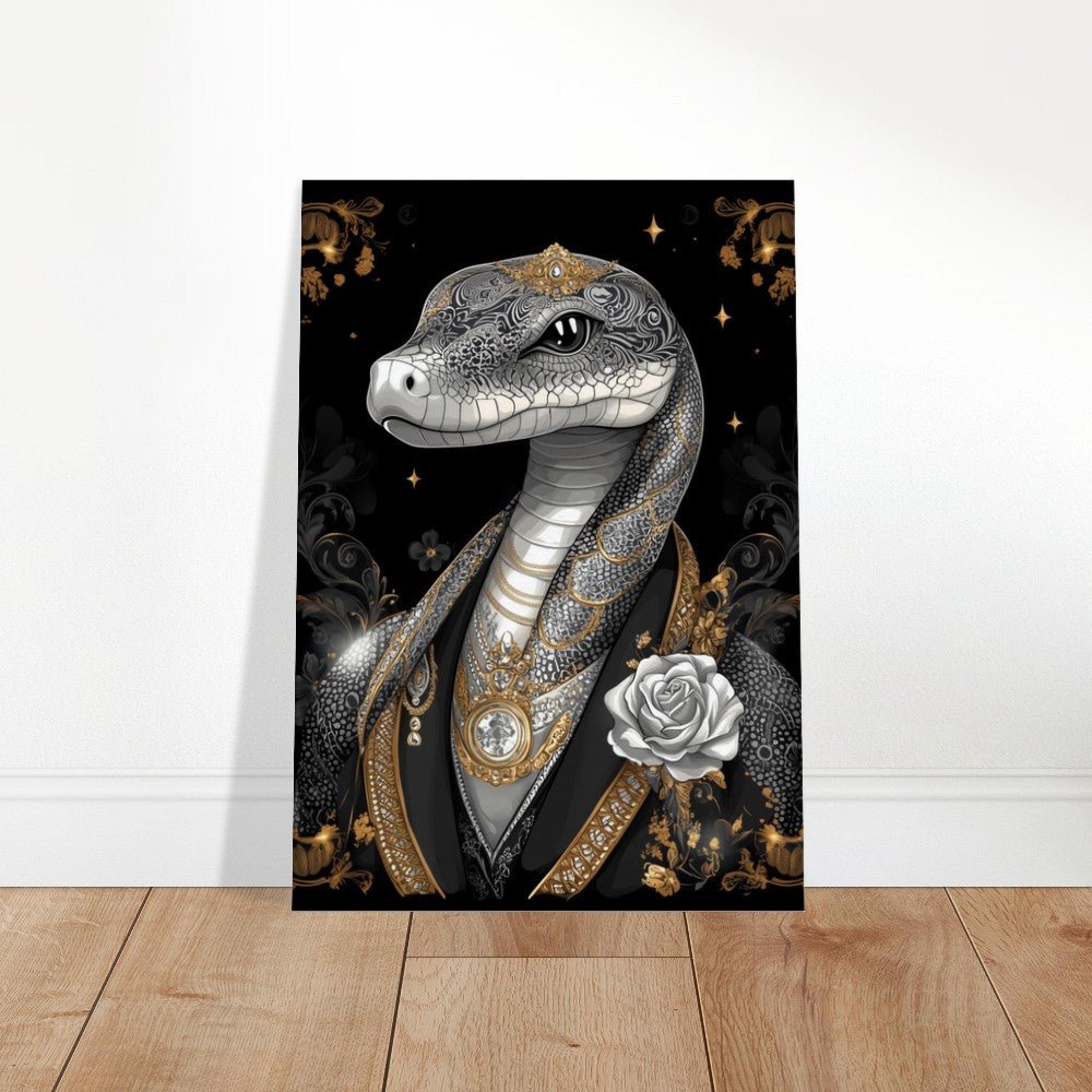Regal Snake in Black & Gold Suit Canvas - ROMAG Store