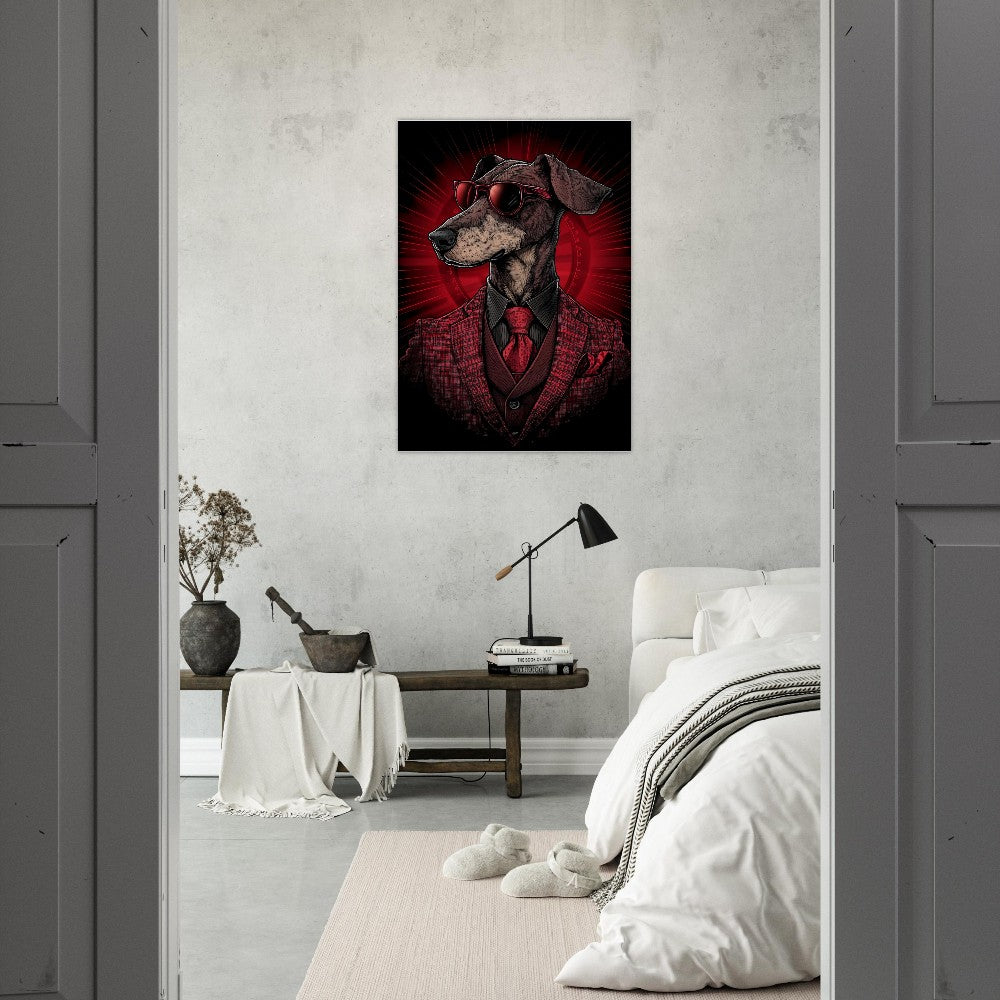 Red Suit Dapper Dog Canvas Wall Art - ROMAG Store
