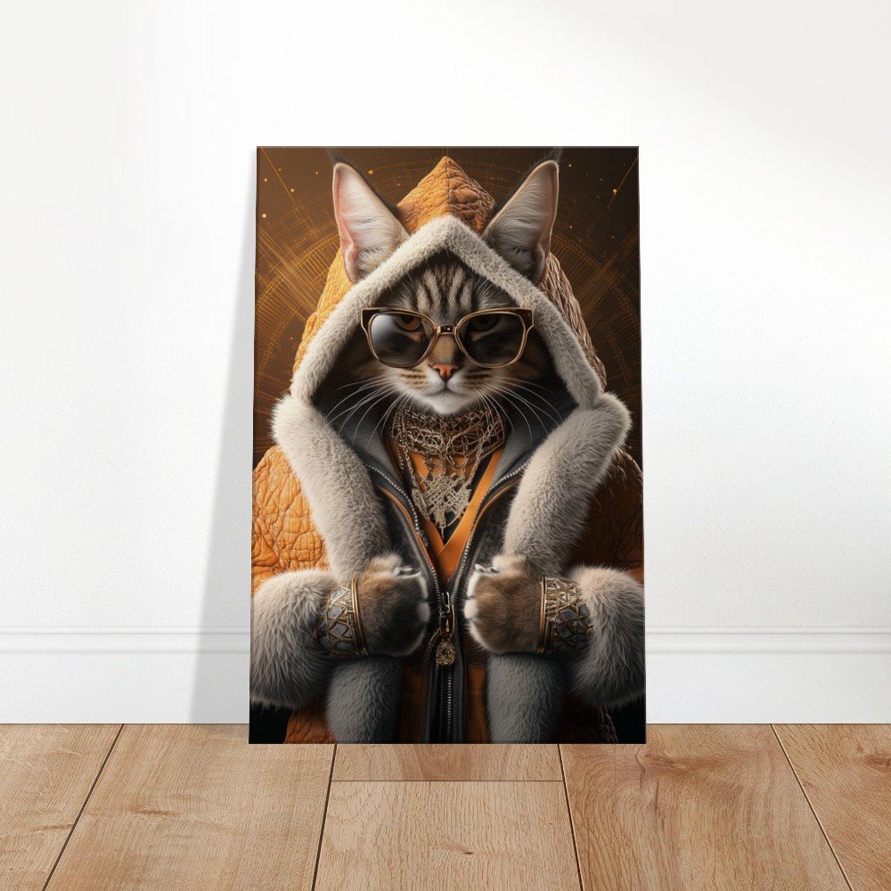 Luxury Cat in Fur Coat Canvas - ROMAG Store