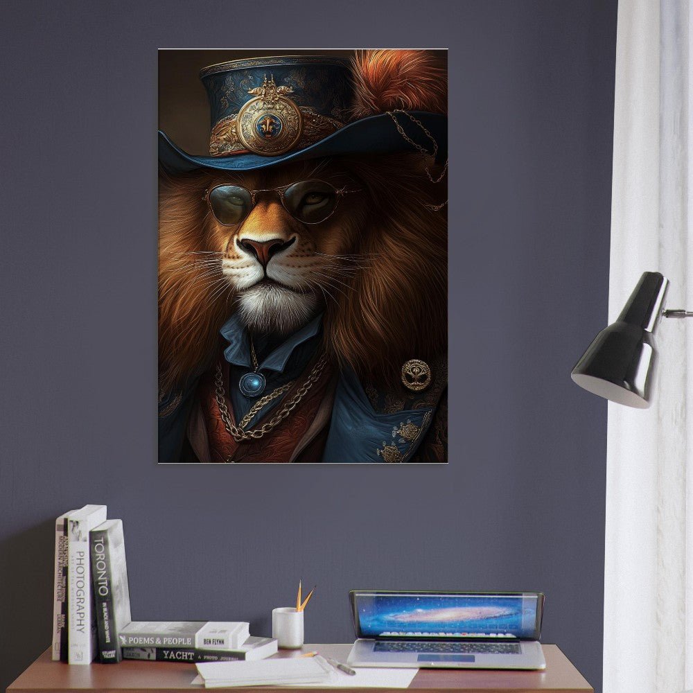 Regal Lion in Steampunk Attire Canvas - ROMAG Store