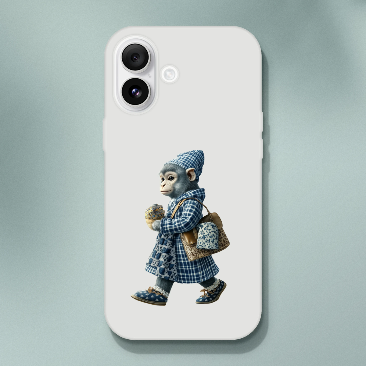 Chic Monkey in Plaid iPhone Flexi Case - ROMAG Store