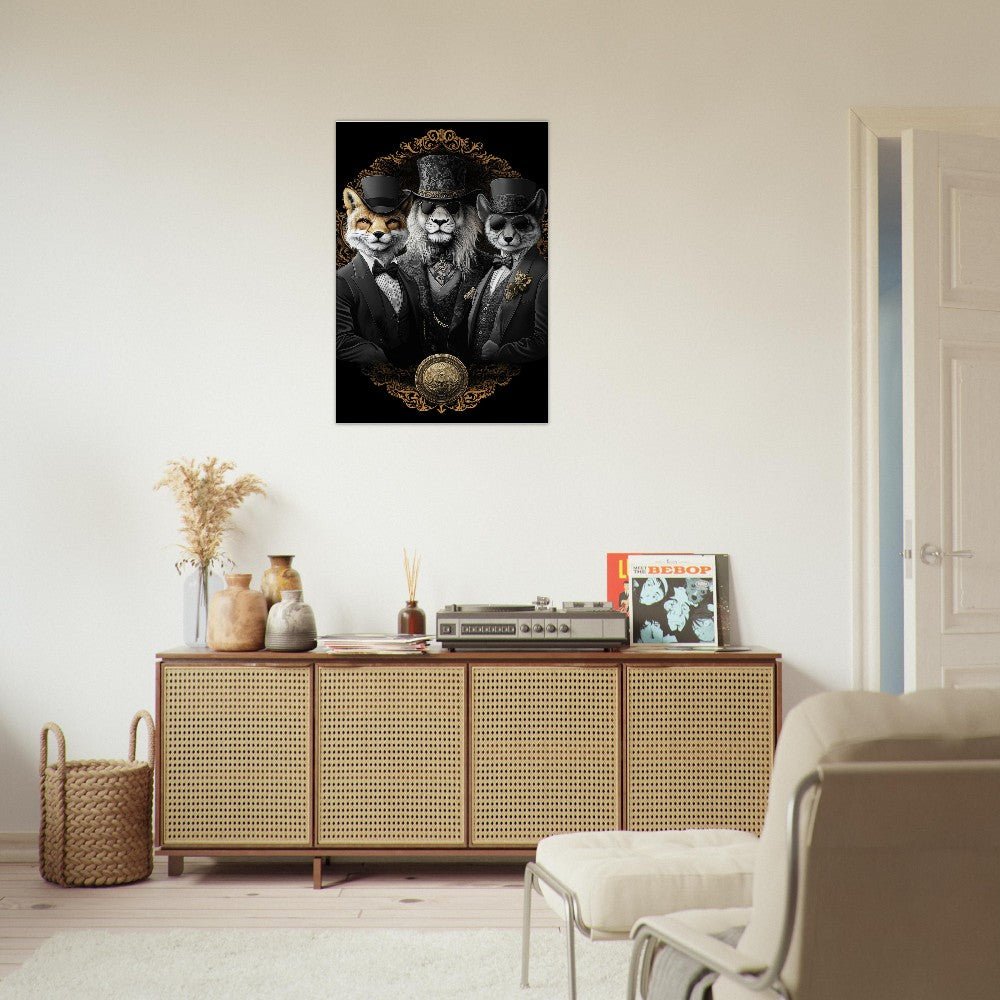 Luxury Animal Wall Art – Suited Fox & Lion Canvas - ROMAG Store