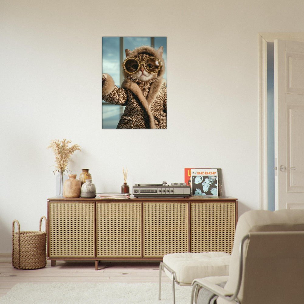 Luxury Cat in Fur Coat Canvas - ROMAG Store