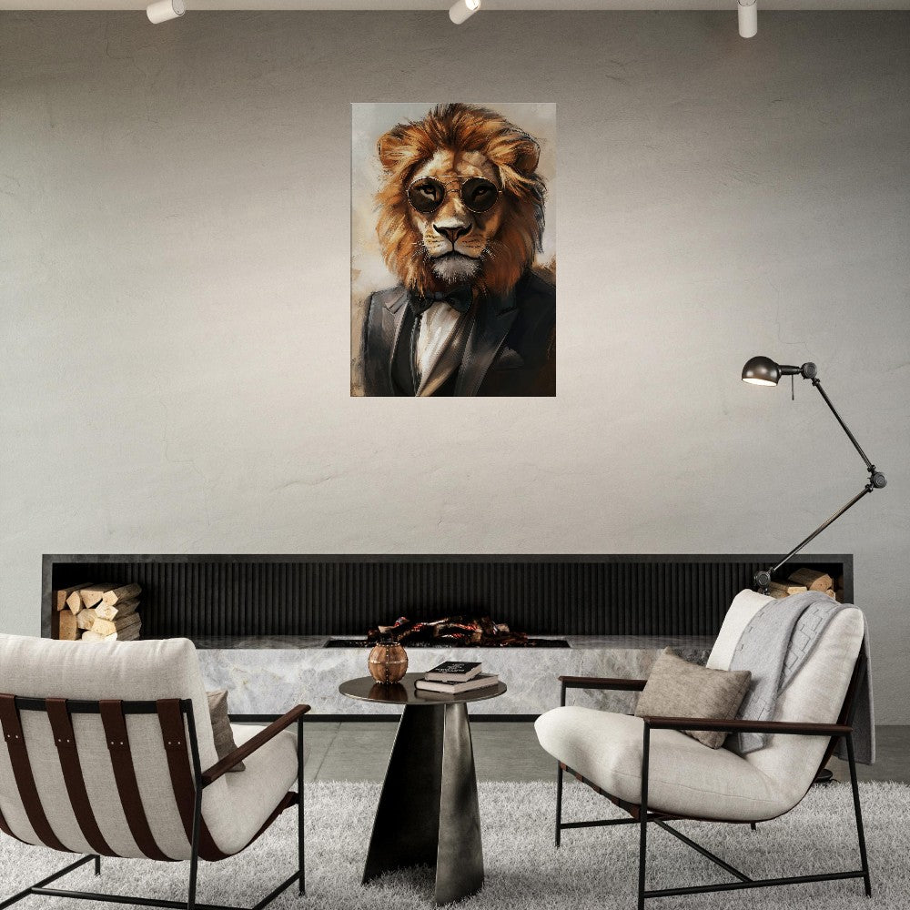 Lion in Suit Canvas Wall Art - ROMAG Store