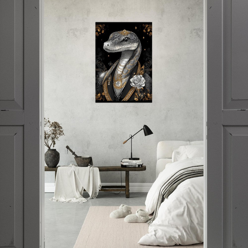 Regal Snake in Black & Gold Suit Canvas - ROMAG Store