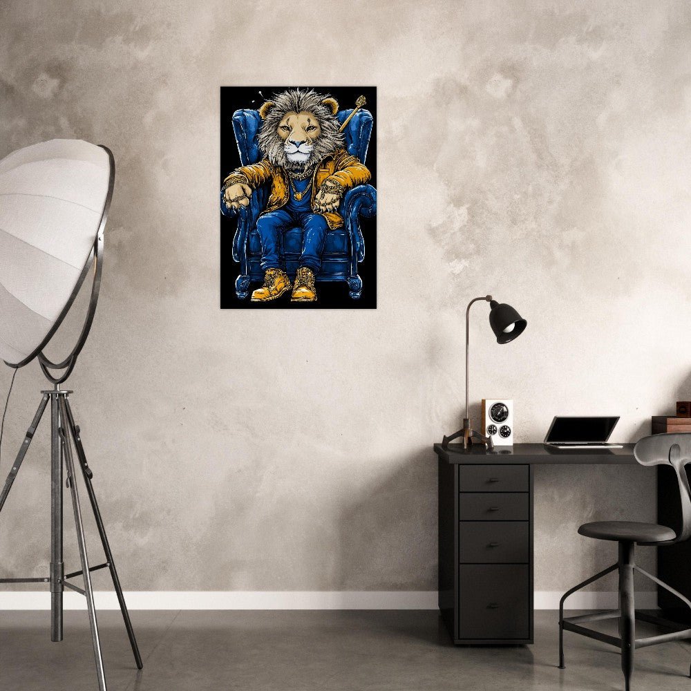 Royal Lion in Blue & Gold Canvas Art - ROMAG Store