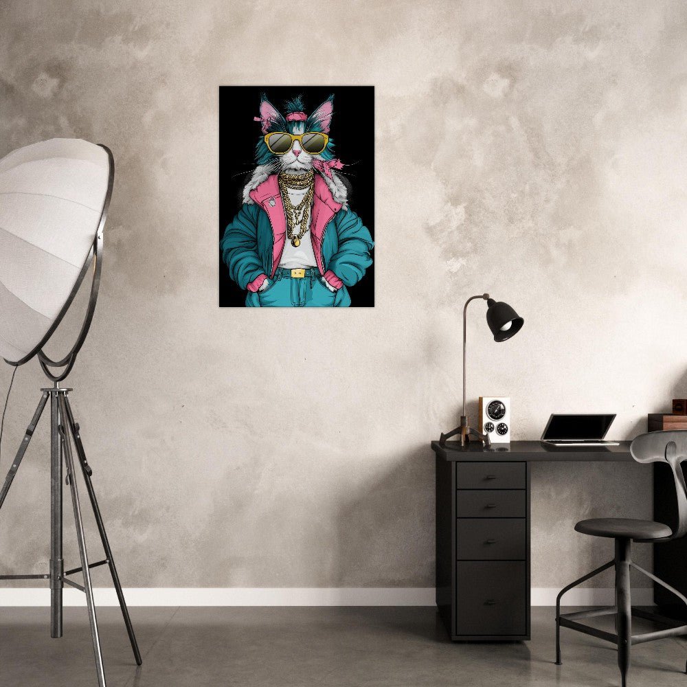 Cool Cat in Teal & Pink Canvas Art - ROMAG Store