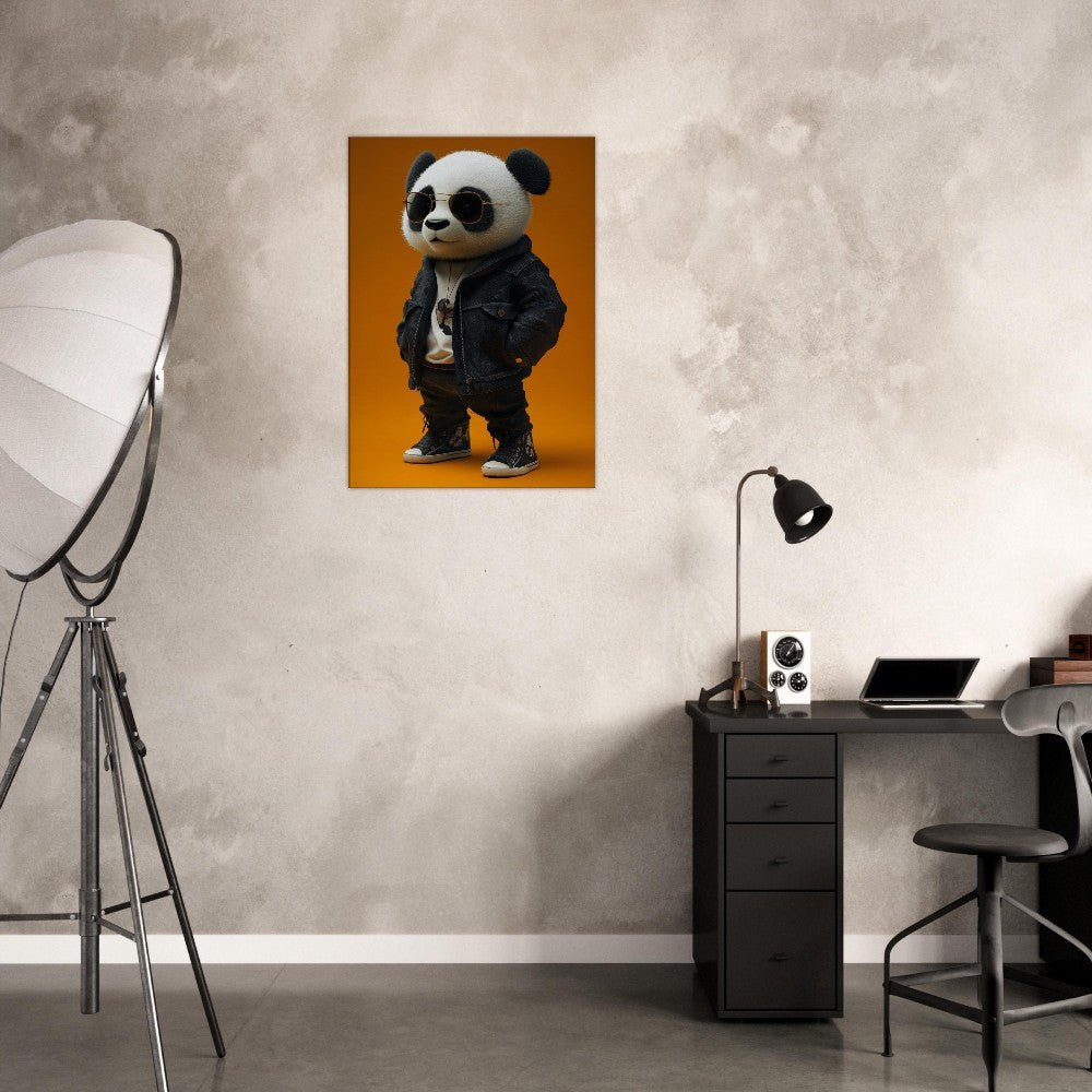 Cool Panda in Leather Jacket Canvas - ROMAG Store