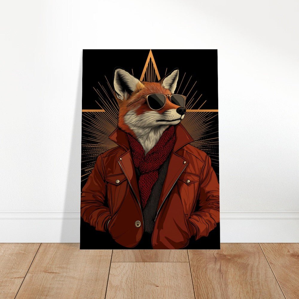 Chic Fox in Leather Jacket Canvas Print - ROMAG Store