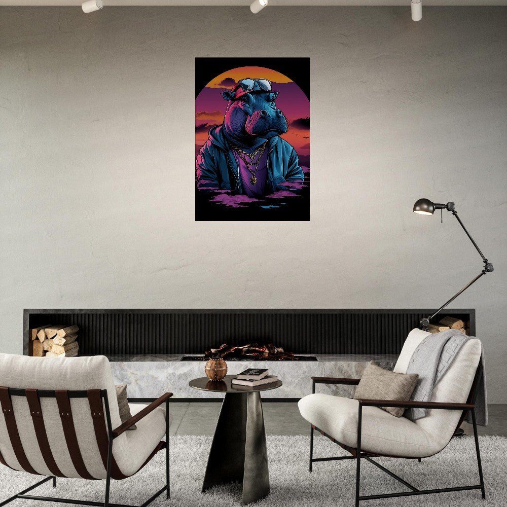 Urban Hipster Hippo Canvas Wall Art - ROMAG Store