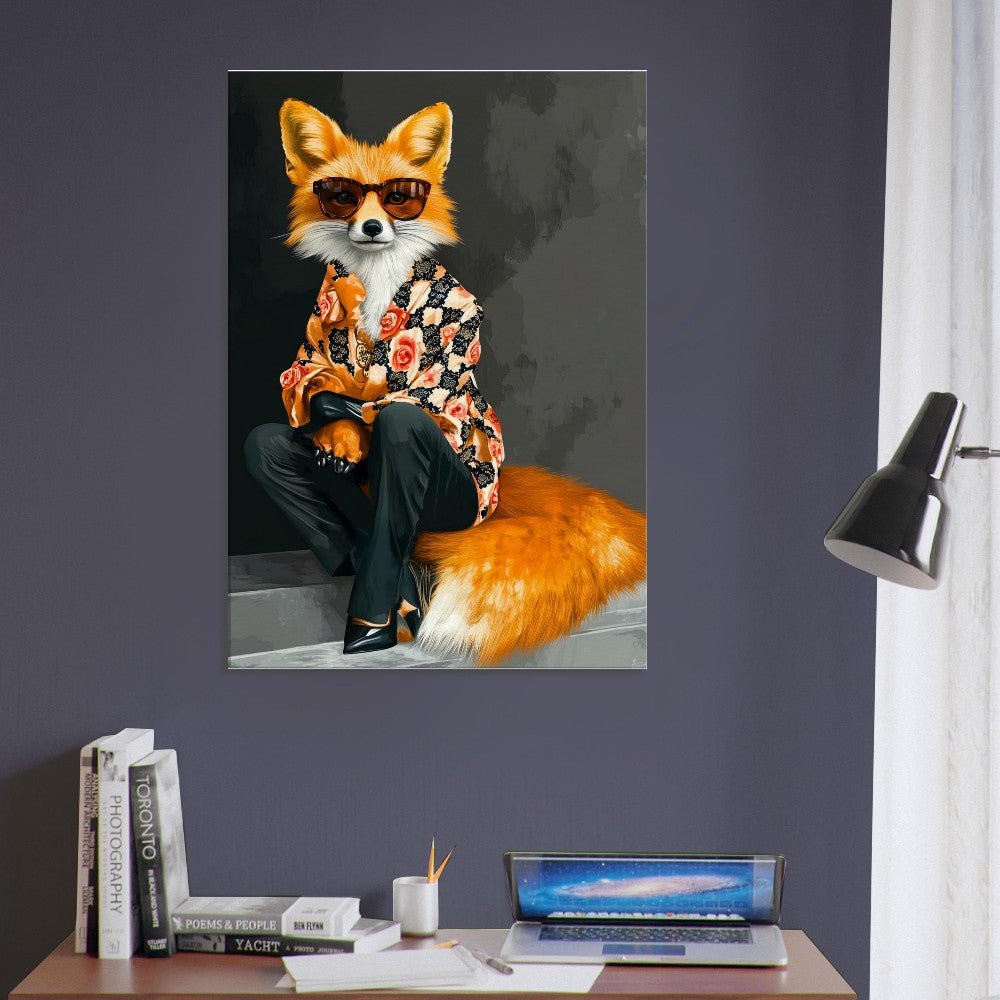 Chic Fox in Floral Shirt Canvas Art - ROMAG Store