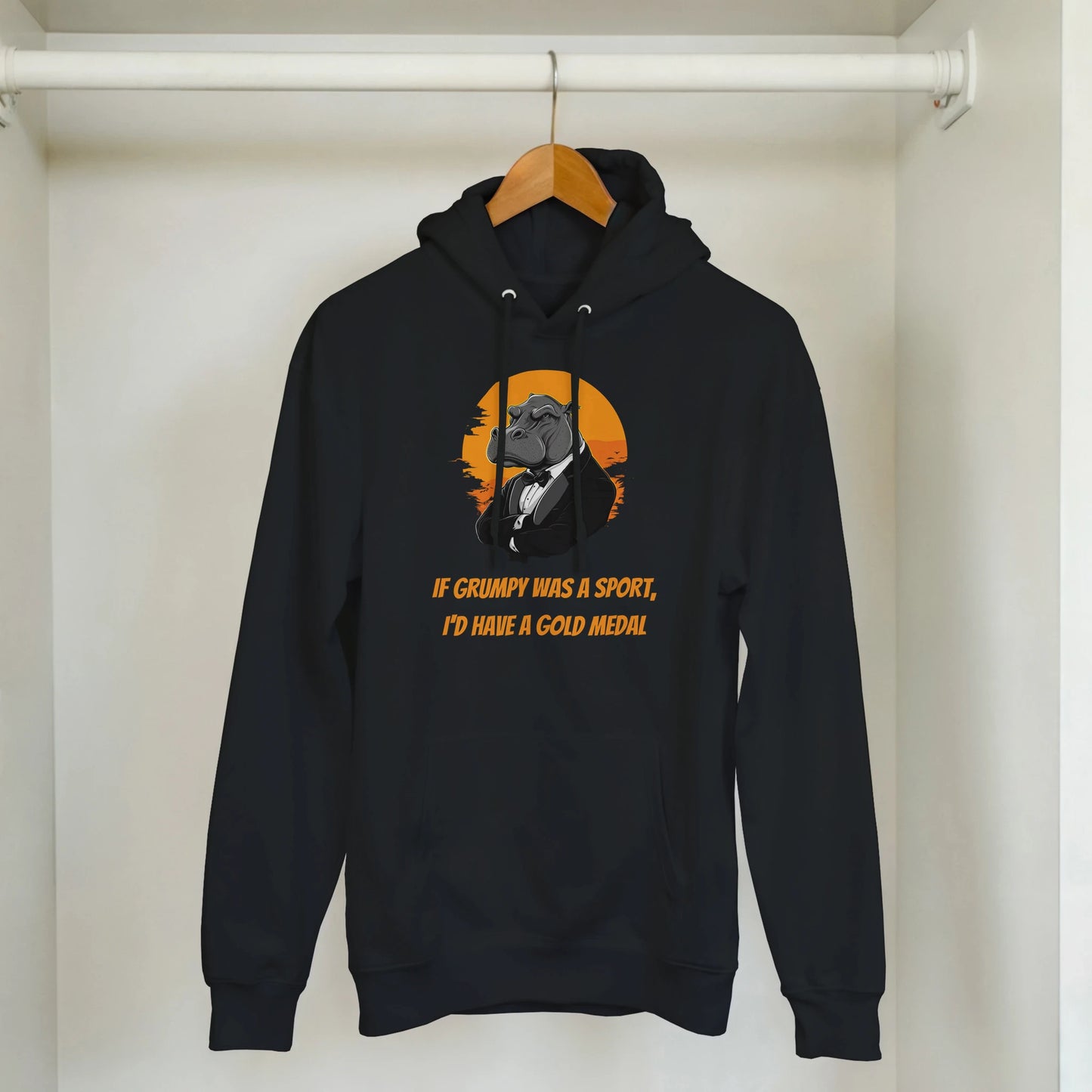 Grumpy Hippo in a Tuxedo Hoodie - ROMAG Store