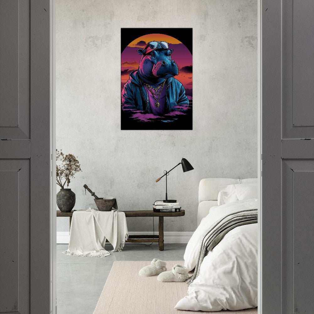 Urban Hipster Hippo Canvas Wall Art - ROMAG Store