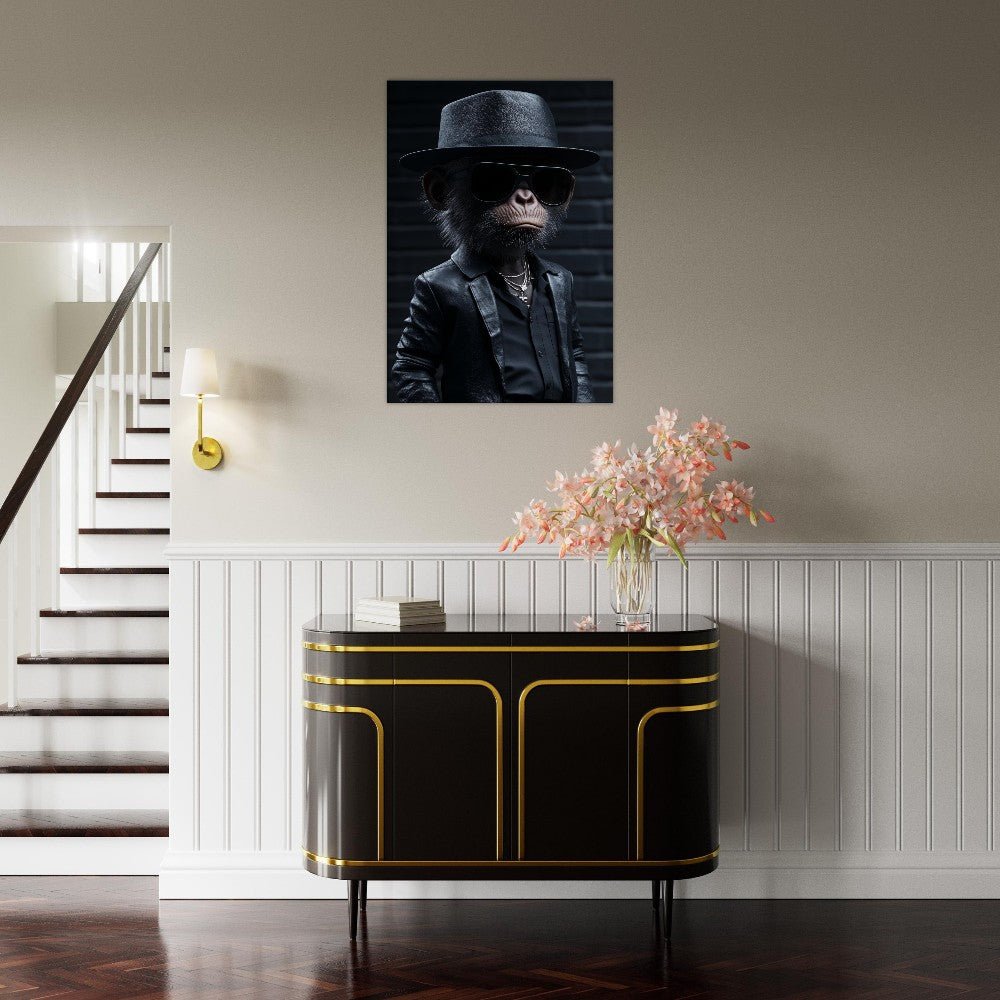 Chimp in Black Suit Canvas - ROMAG Store