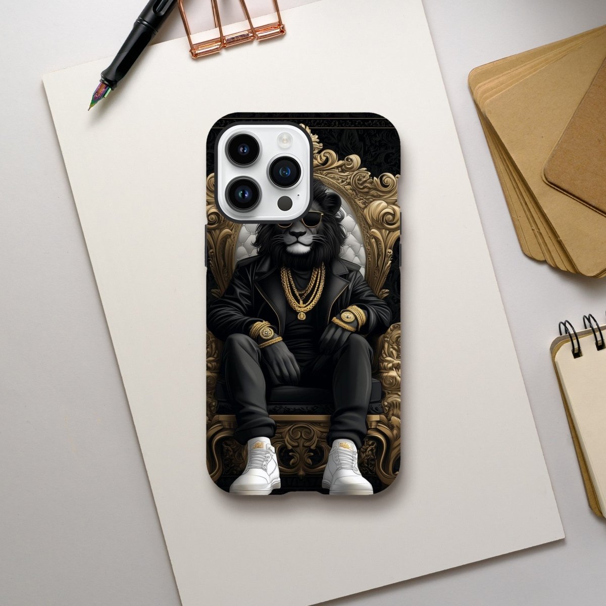 Regal Lion King Black & Gold iPhone Tough Case - ROMAG Store