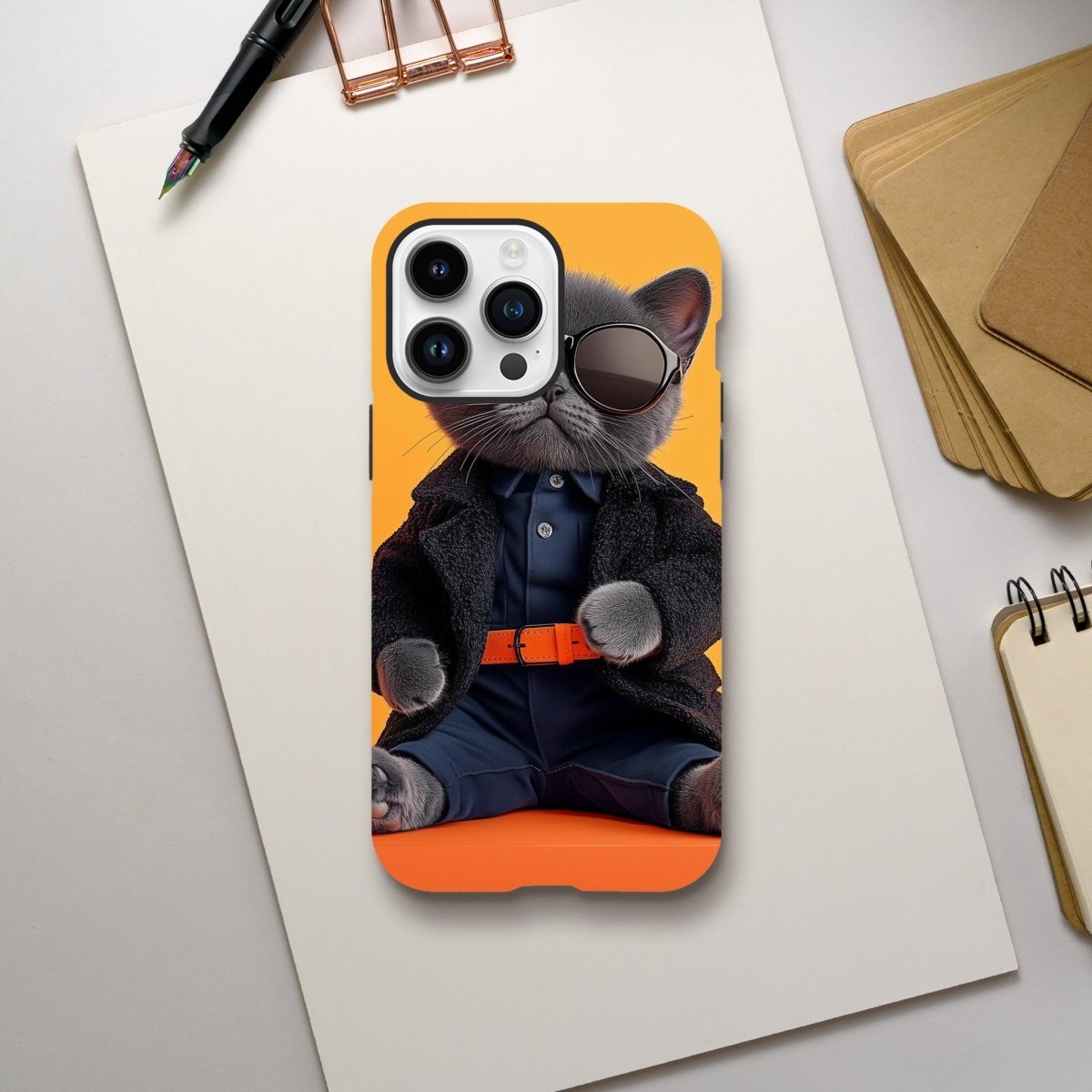 Chic Cat in Shades: Animal Fashion Week iPhone Tough Case - ROMAG Store