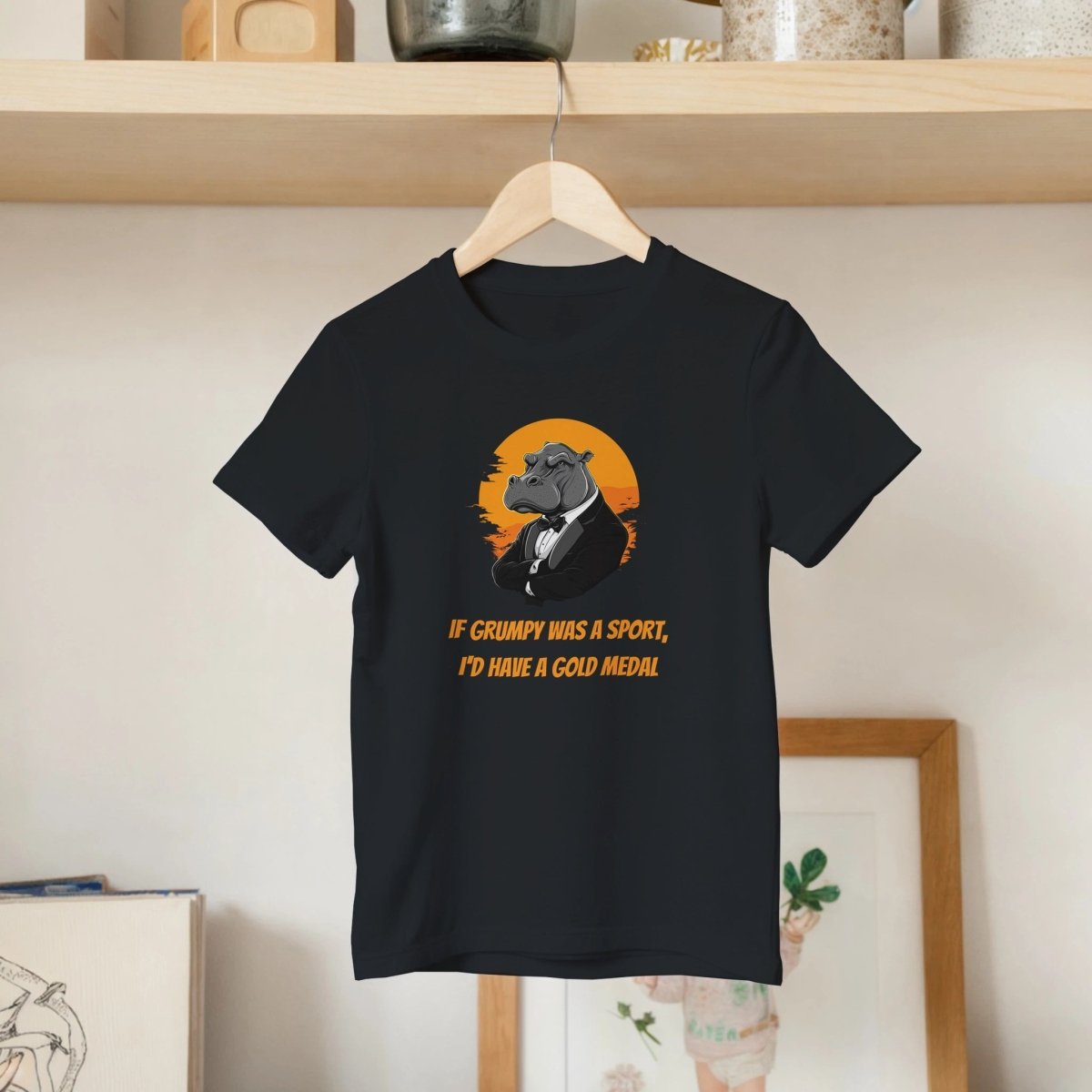 Grumpy Hippo in Tuxedo Kids T-Shirt - ROMAG Store