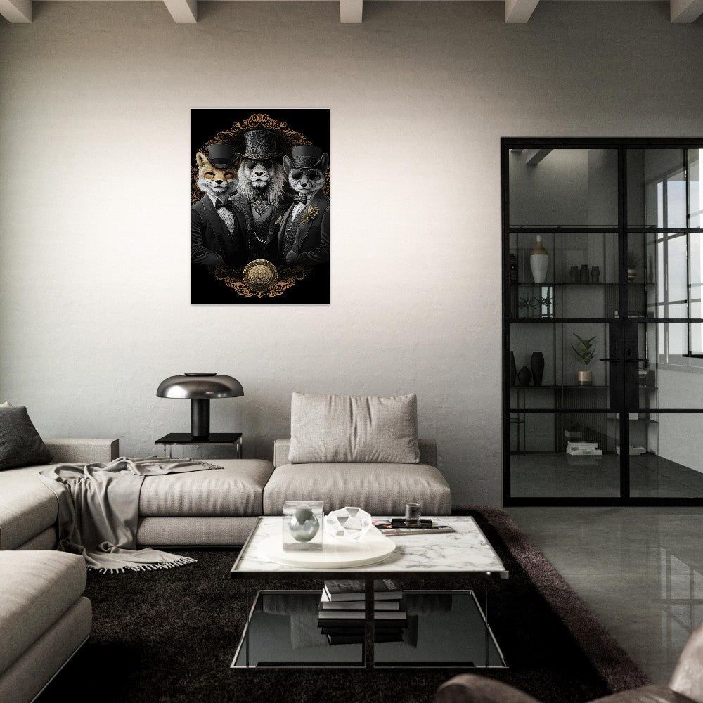 Luxury Animal Wall Art – Suited Fox & Lion Canvas - ROMAG Store