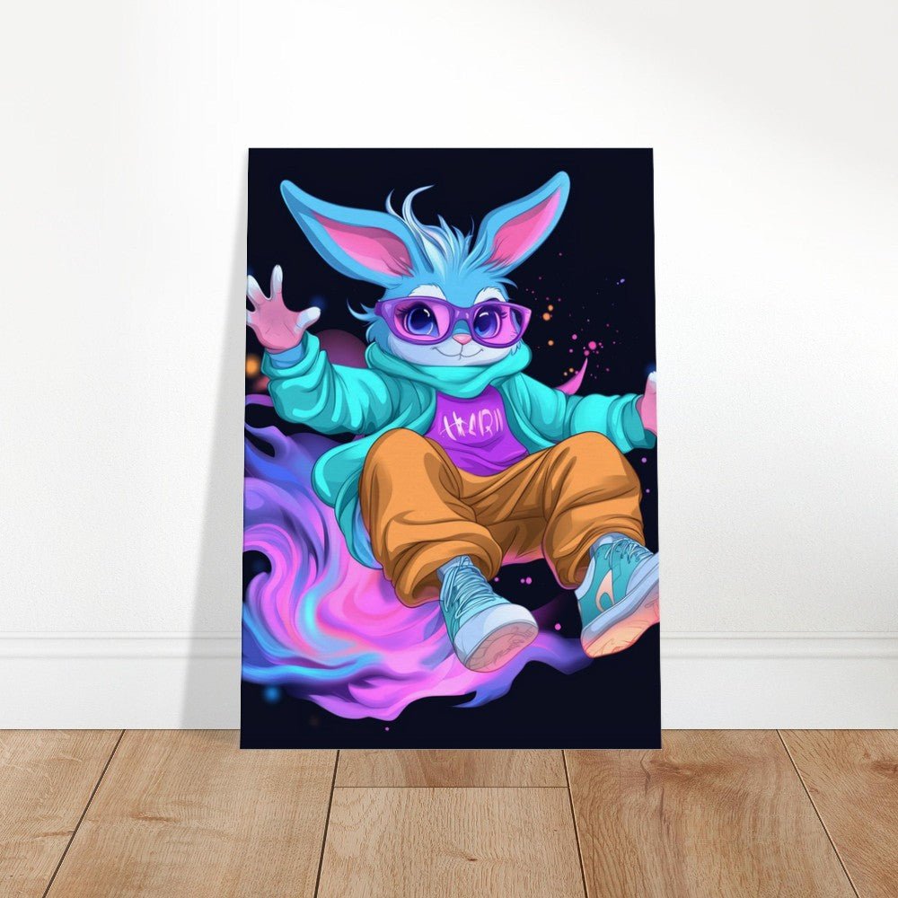 Neon Bunny Canvas Wall Art - ROMAG Store