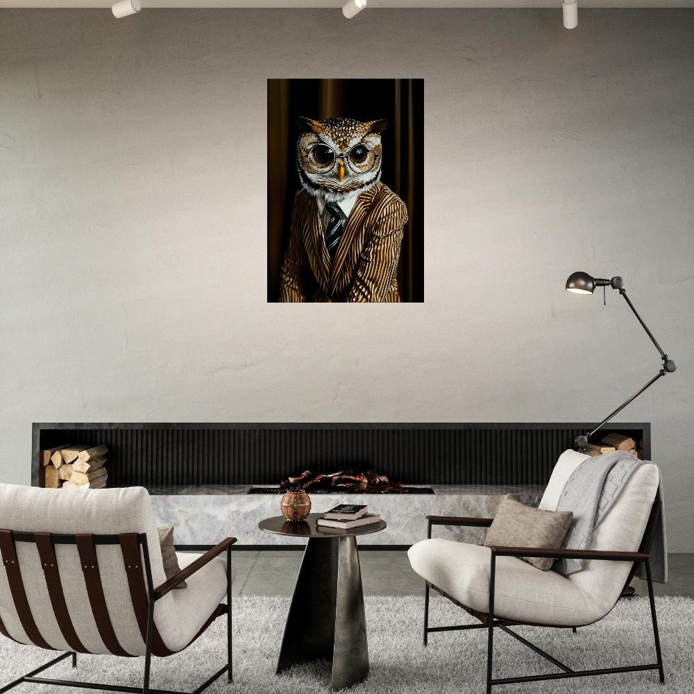 Owl in Pinstripe Suit Canvas - ROMAG Store
