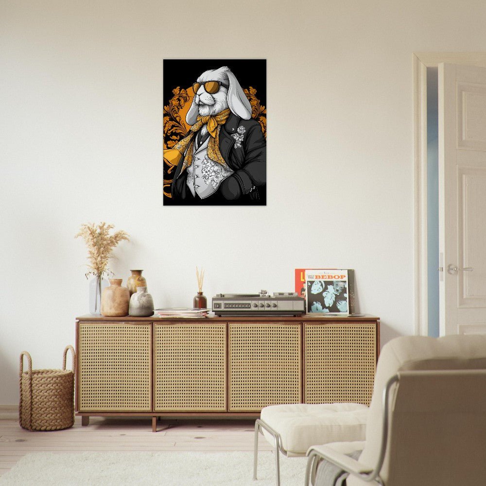 Luxury Rabbit in Suit Canvas Wall Art - ROMAG Store