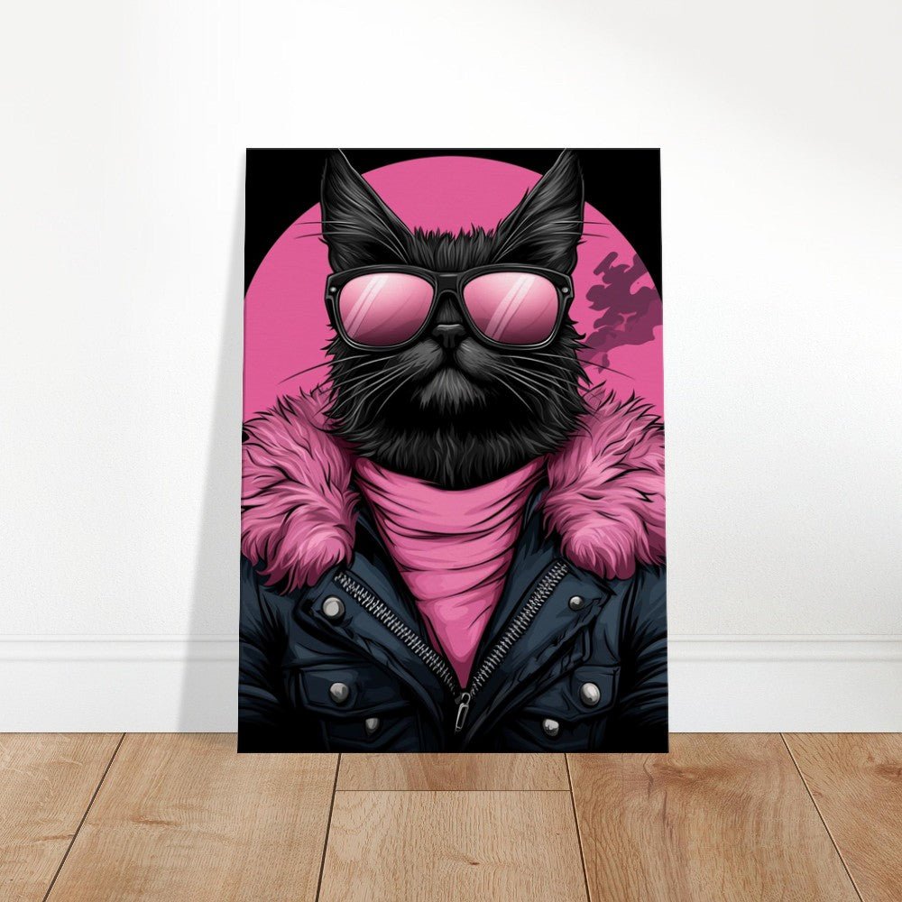 Rebel Cat in Pink Fur Canvas Art - ROMAG Store