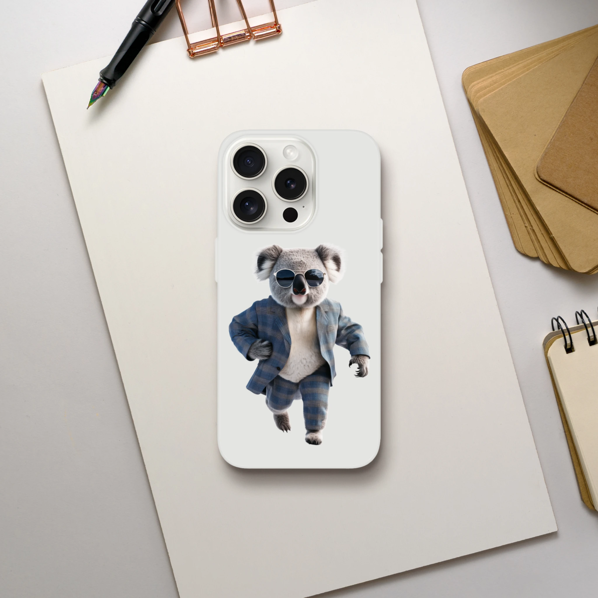 Dapper Koala in Plaid Suit iPhone Flexi Case - ROMAG Store