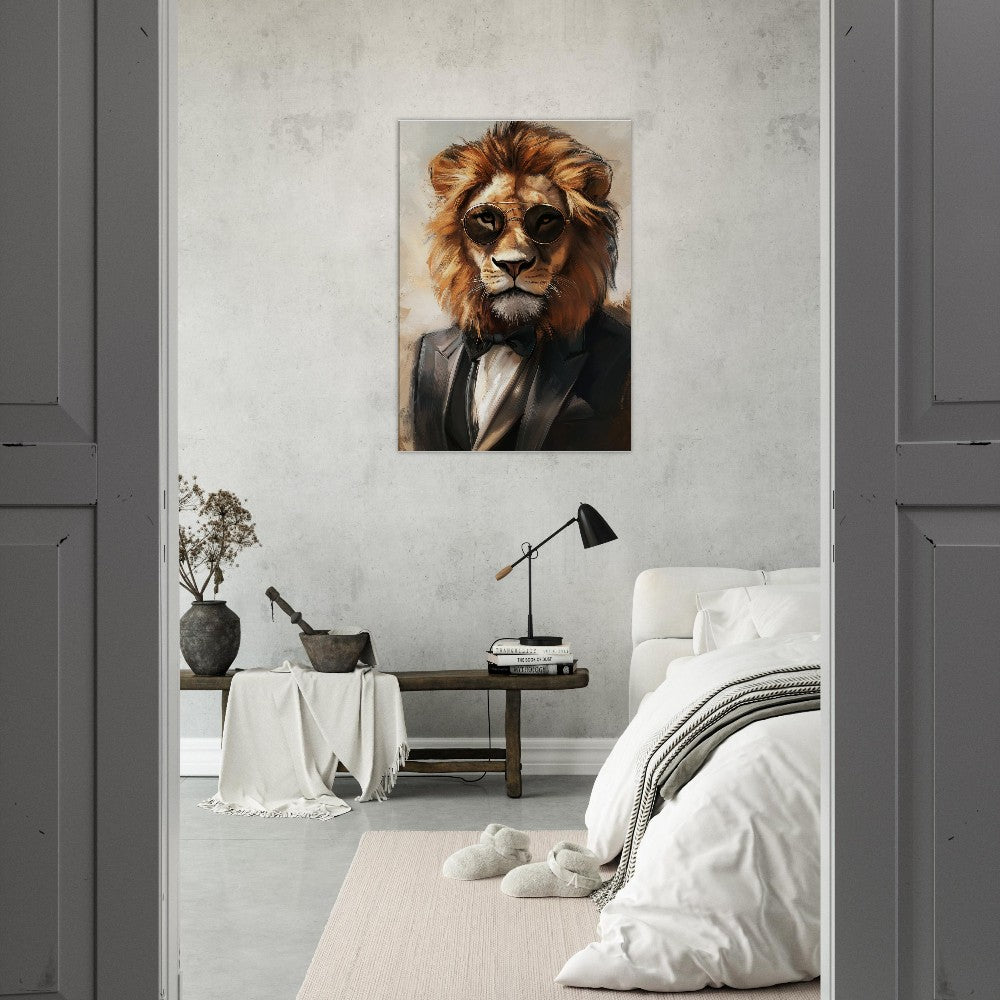 Lion in Suit Canvas Wall Art - ROMAG Store