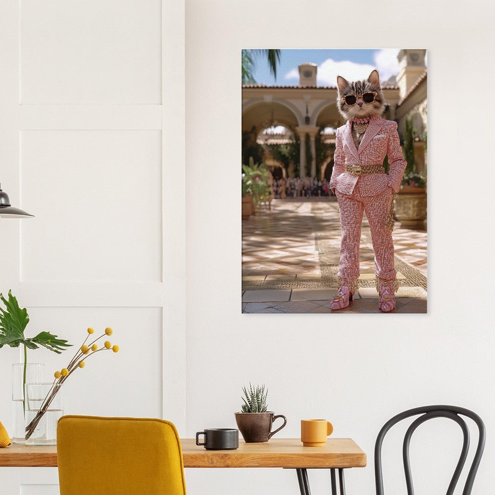 Luxury Cat in Pink Suit Canvas - ROMAG Store