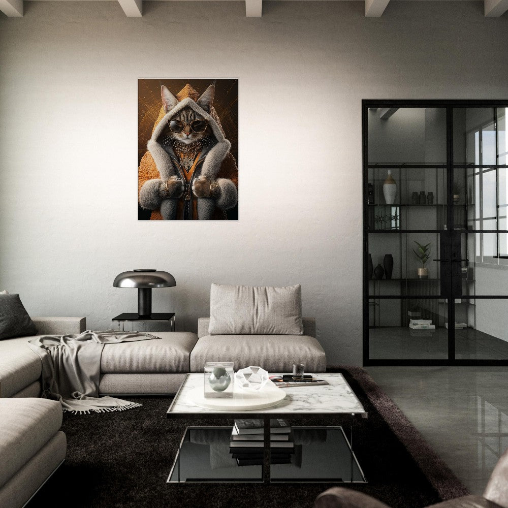 Luxury Cat in Fur Coat Canvas - ROMAG Store