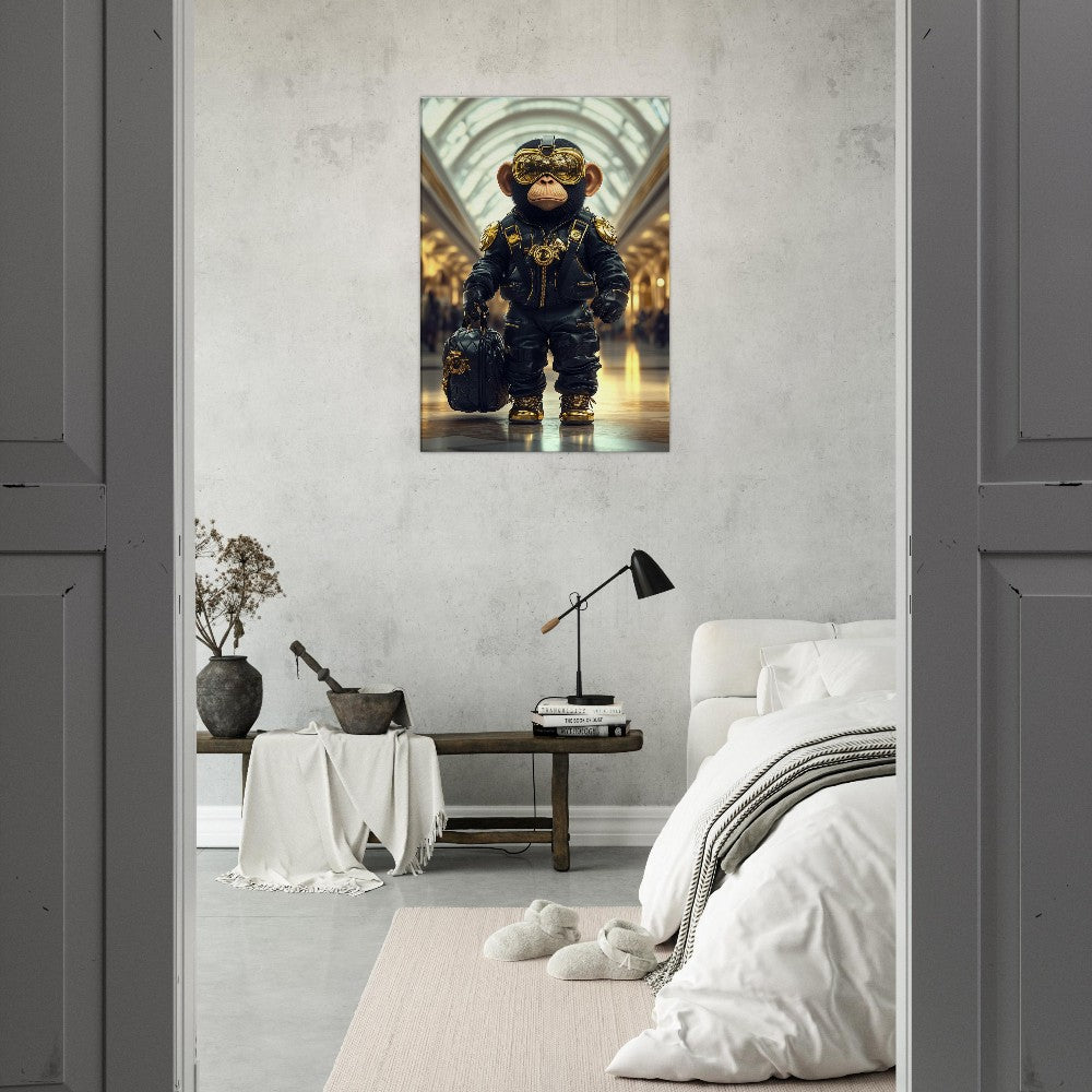Chimp in Gold Goggles Canvas - ROMAG Store