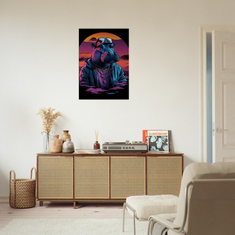 Urban Hipster Hippo Canvas Wall Art - ROMAG Store