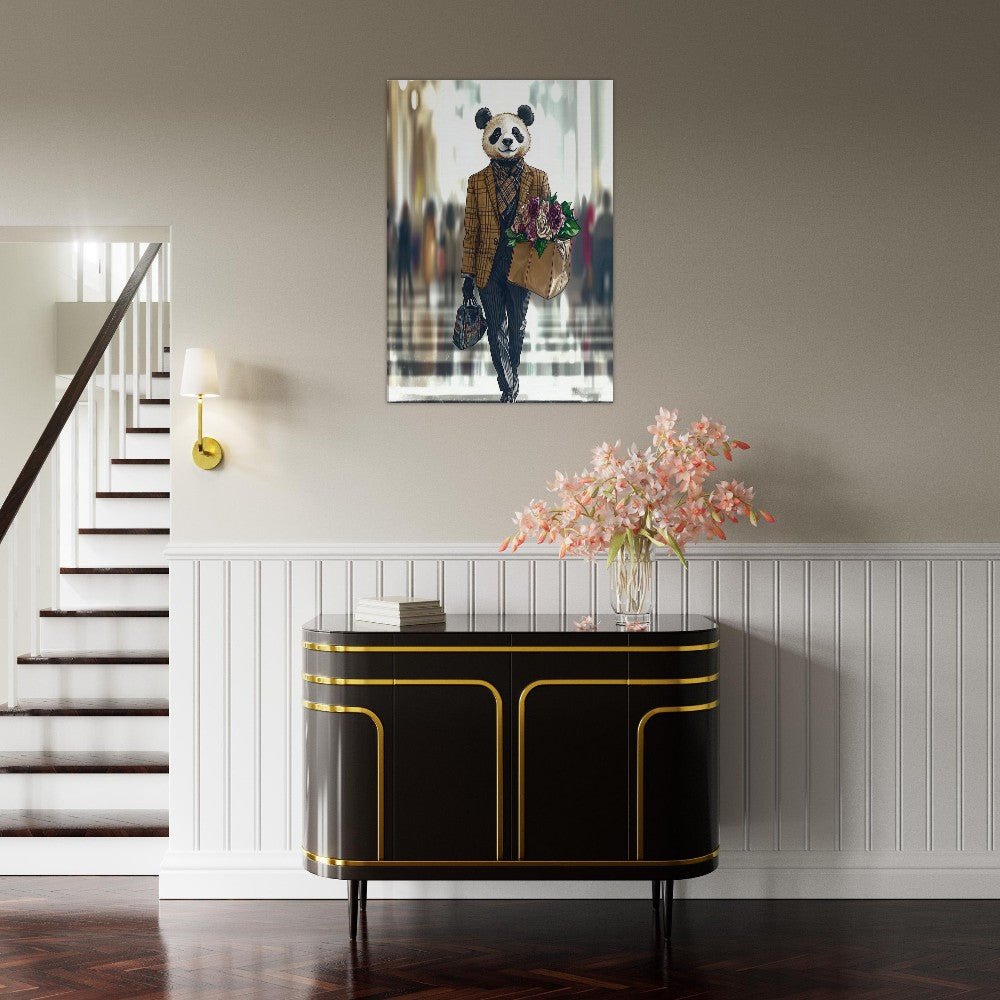 Chic Panda in Plaid Suit Canvas - ROMAG Store