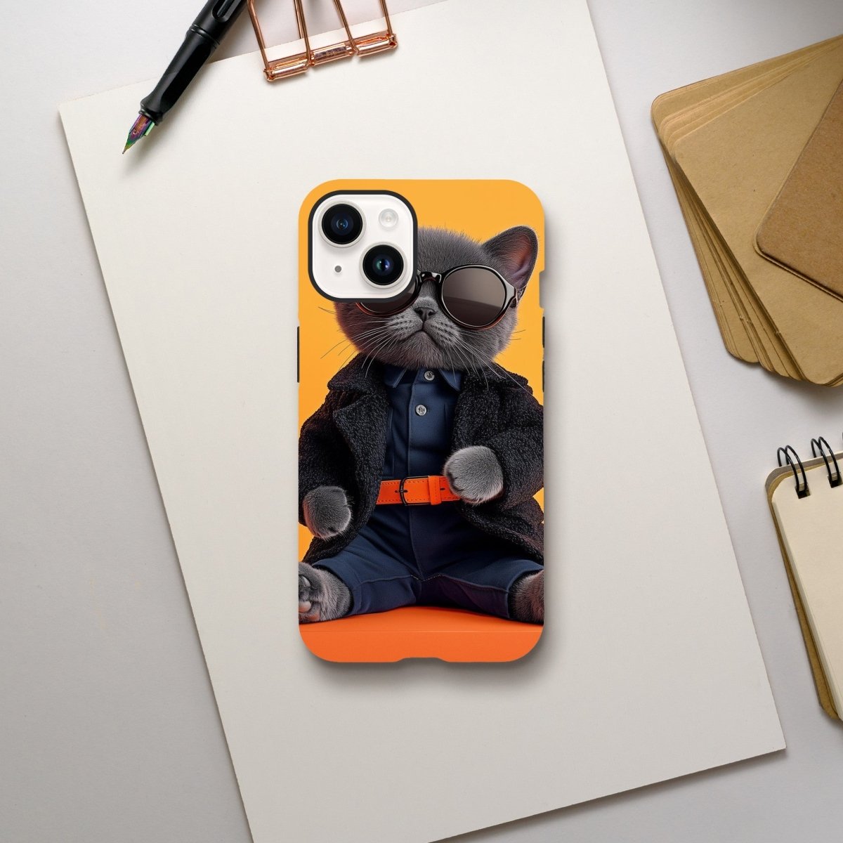 Chic Cat in Shades: Animal Fashion Week iPhone Tough Case - ROMAG Store