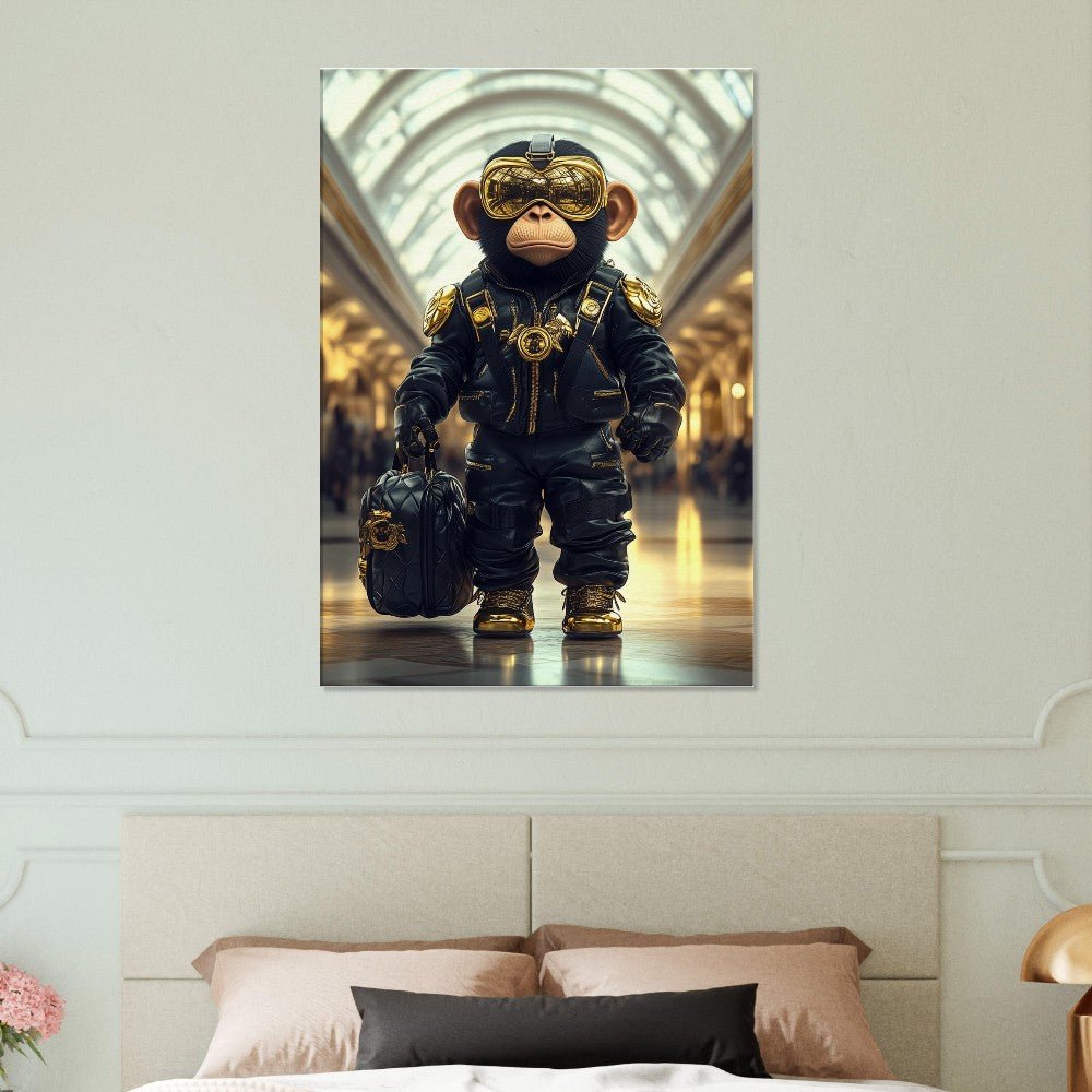 Chimp in Gold Goggles Canvas - ROMAG Store