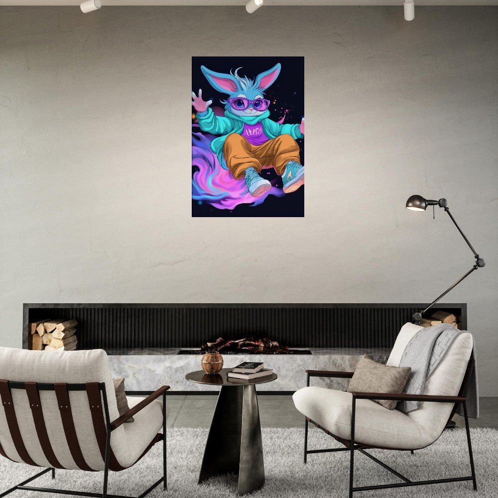 Neon Bunny Canvas Wall Art - ROMAG Store